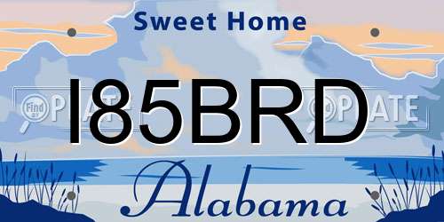 I85BRD Alabama License Plate