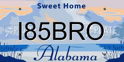 I85BRO Alabama License Plate