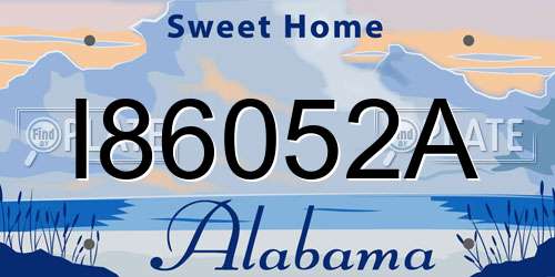 I86052A Alabama License Plate
