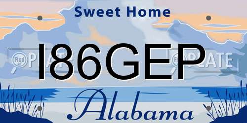 I86GEP Alabama License Plate