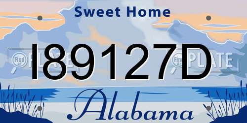 I89127D Alabama License Plate