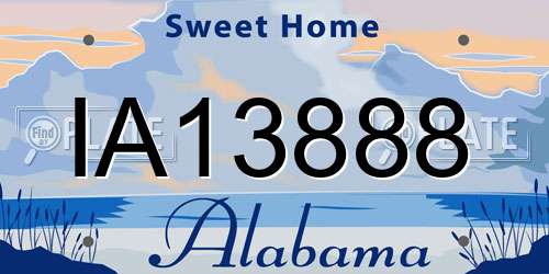IA13888 Alabama License Plate