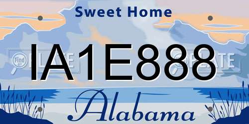 IA1E888 Alabama License Plate