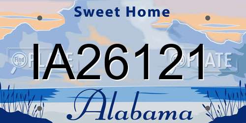 IA26121 Alabama License Plate