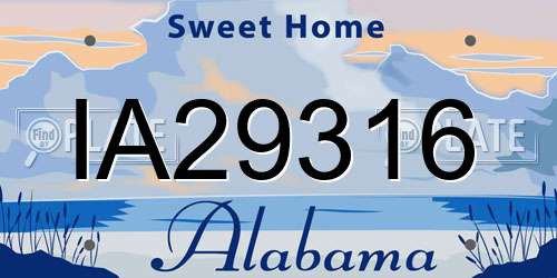 IA29316 Alabama License Plate