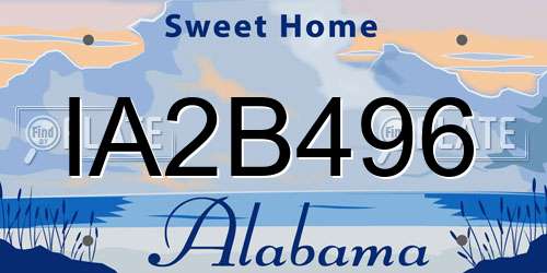 IA2B496 Alabama License Plate