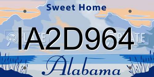 IA2D964 Alabama License Plate