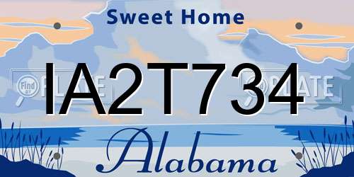 IA2T734 Alabama License Plate