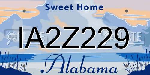 IA2Z229 Alabama License Plate