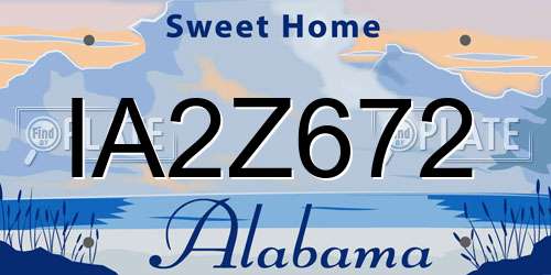IA2Z672 Alabama License Plate