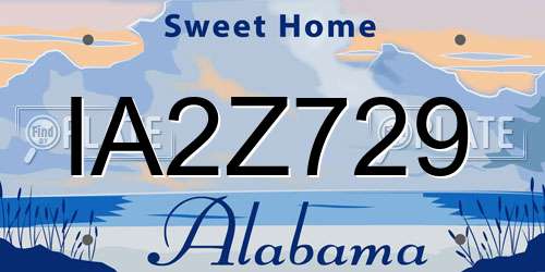 IA2Z729 Alabama License Plate