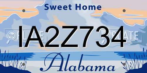 IA2Z734 Alabama License Plate