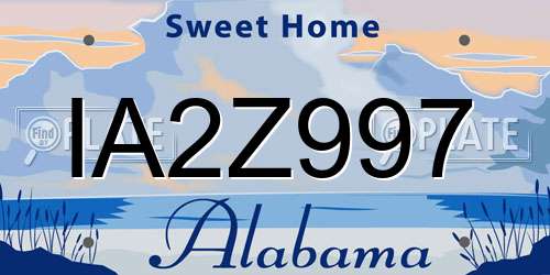 IA2Z997 Alabama License Plate