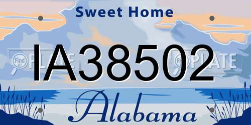 IA38502 Alabama License Plate