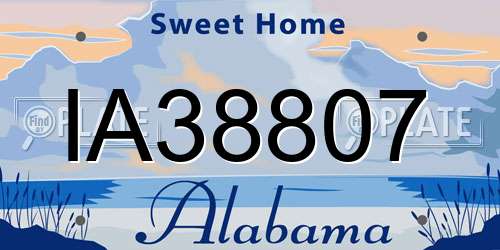 IA38807 Alabama License Plate