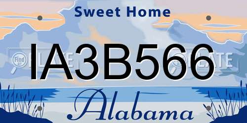 IA3B566 Alabama License Plate