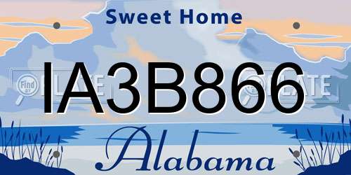 IA3B866 Alabama License Plate
