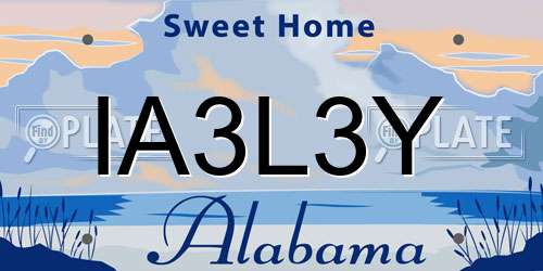 IA3L3Y Alabama License Plate
