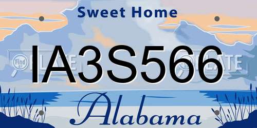 IA3S566 Alabama License Plate