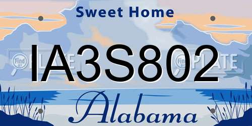 IA3S802 Alabama License Plate
