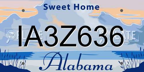 IA3Z636 Alabama License Plate