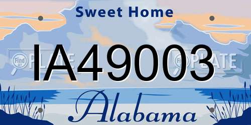 IA49003 Alabama License Plate