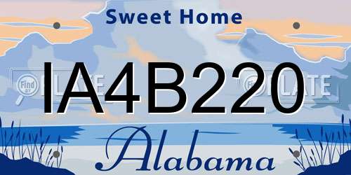 IA4B220 Alabama License Plate