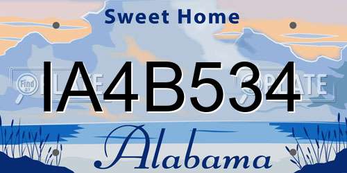 IA4B534 Alabama License Plate