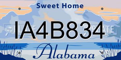 IA4B834 Alabama License Plate