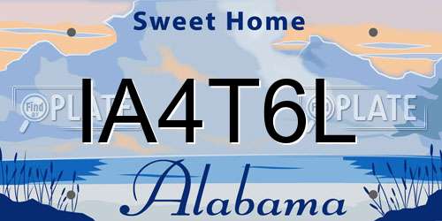 IA4T6L Alabama License Plate