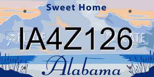 IA4Z126 Alabama License Plate