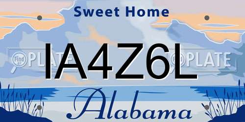 IA4Z6L Alabama License Plate