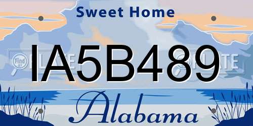 IA5B489 Alabama License Plate