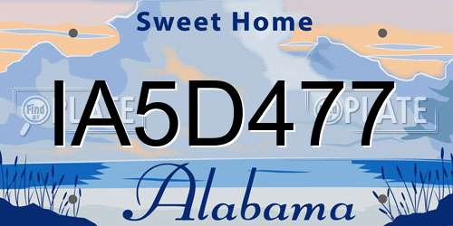IA5D477 Alabama License Plate