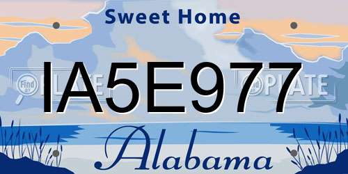 IA5E977 Alabama License Plate
