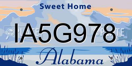 IA5G978 Alabama License Plate