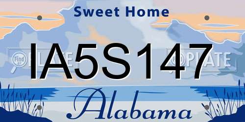 IA5S147 Alabama License Plate