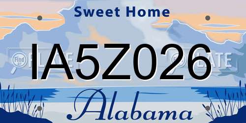 IA5Z026 Alabama License Plate