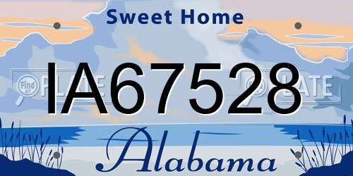 IA67528 Alabama License Plate