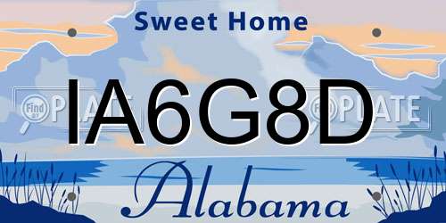 IA6G8D Alabama License Plate