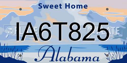 IA6T825 Alabama License Plate