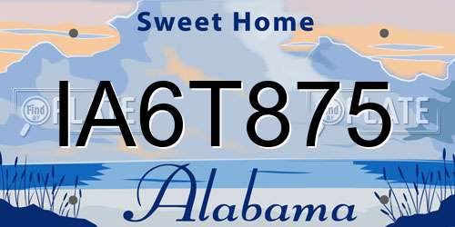 IA6T875 Alabama License Plate