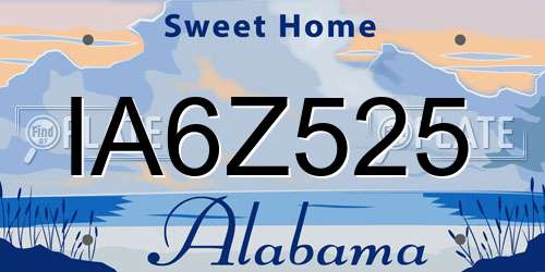 IA6Z525 Alabama License Plate