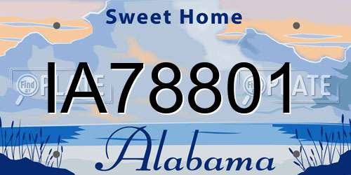 IA78801 Alabama License Plate