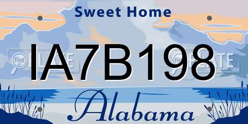 IA7B198 Alabama License Plate