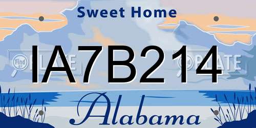 IA7B214 Alabama License Plate