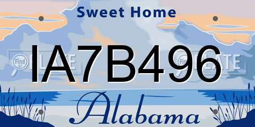 IA7B496 Alabama License Plate