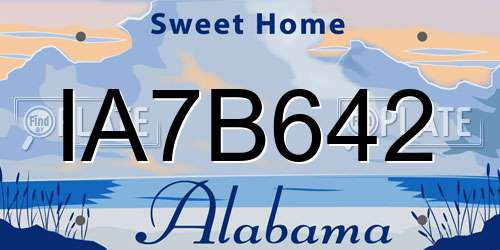IA7B642 Alabama License Plate