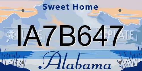 IA7B647 Alabama License Plate