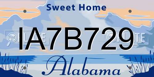 IA7B729 Alabama License Plate